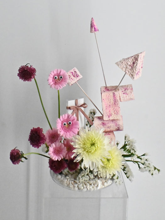 Pink Playfull Art Deco Floral Arrangement