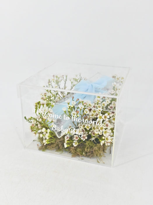 Baby Boy Money Arrangement in Acrylic muse box