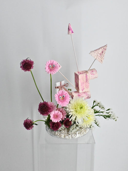 Pink Playfull Art Deco Floral Arrangement
