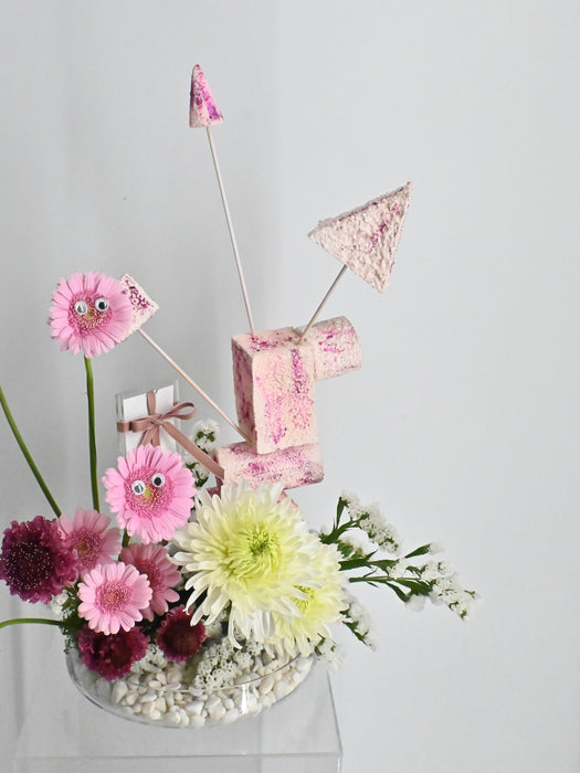 Pink Playfull Art Deco Floral Arrangement