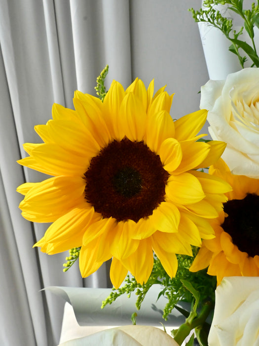 Golden Sunflower & Blush Garden Bouquet