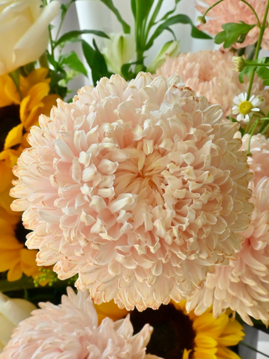 Golden Sunflower & Blush Garden Bouquet