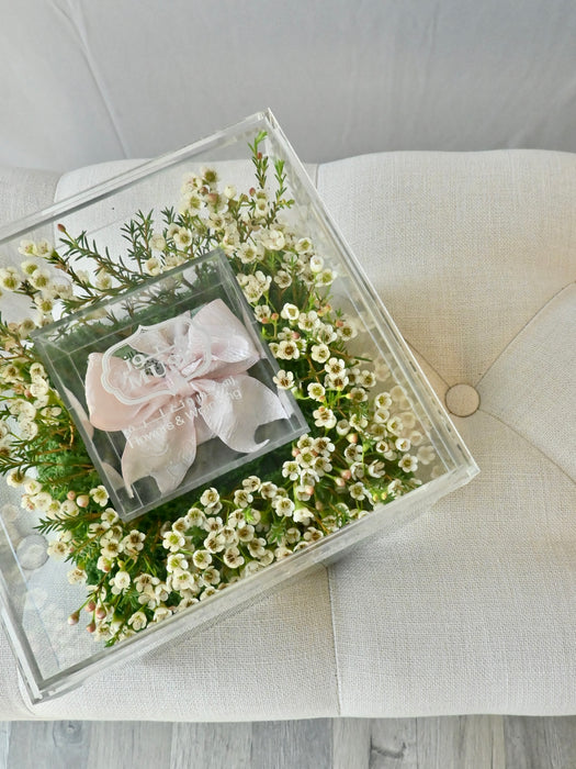 Chamelaucium Money Gift Box with Pink Ribbon