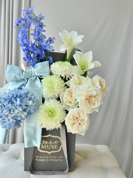 Azure Elegance Floral Bag