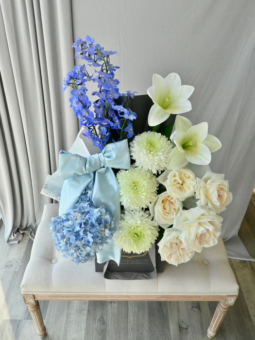 Azure Elegance Floral Bag