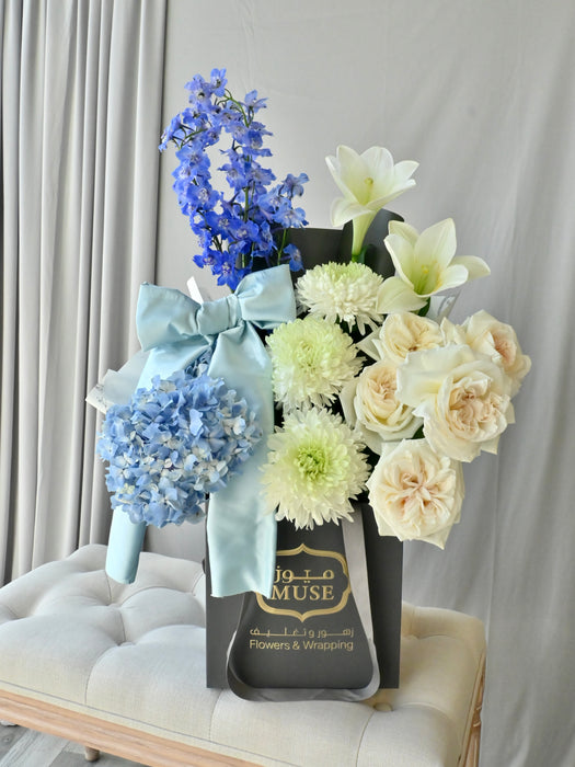 Azure Elegance Floral Bag