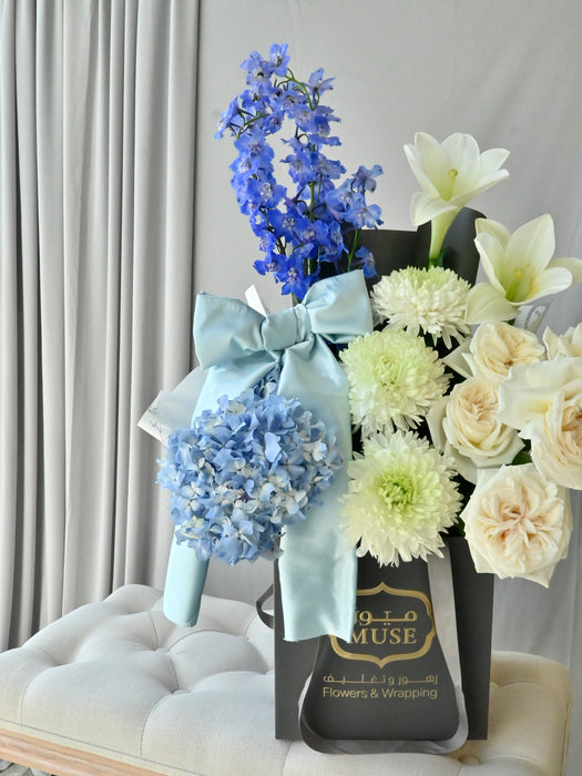 Azure Elegance Floral Bag