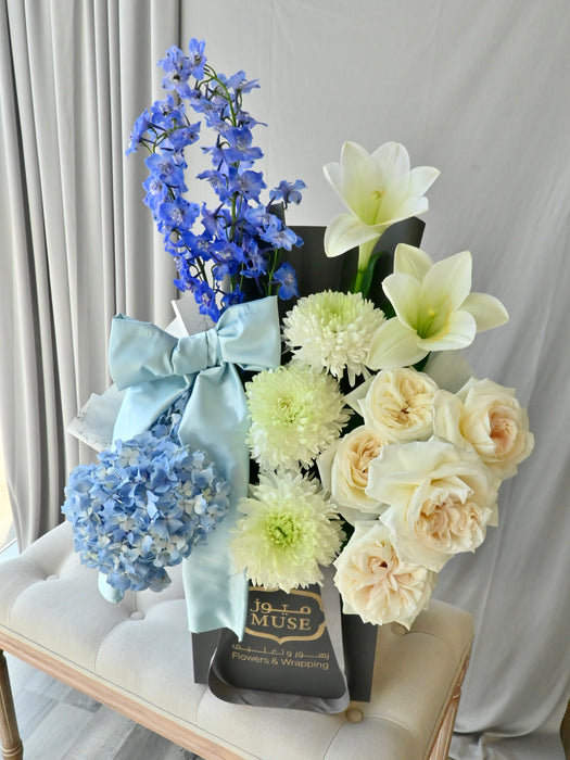 Azure Elegance Floral Bag