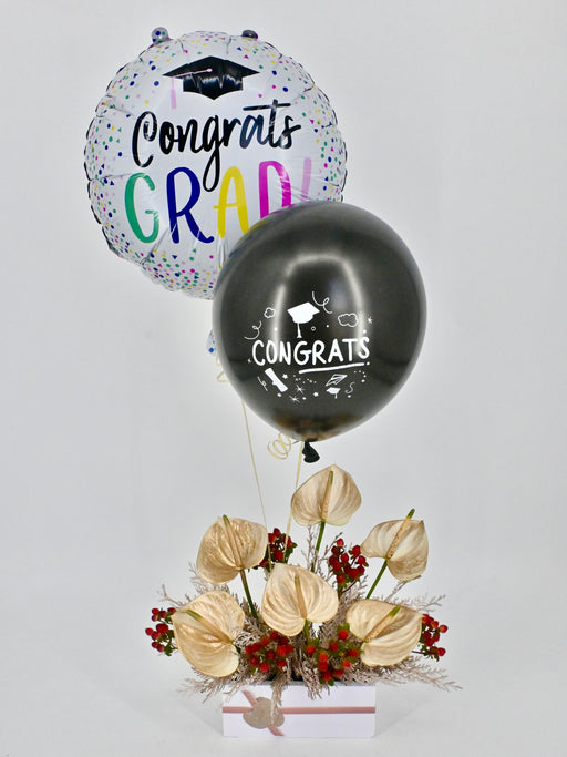 Hypericum Garden with Graduation Balloons