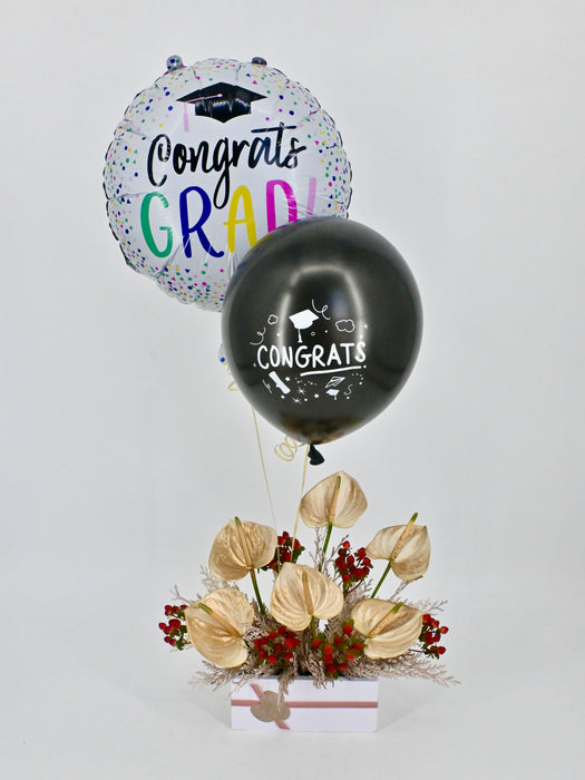 Hypericum Garden with Graduation Balloons