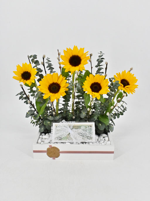 Sunflower money arrangement