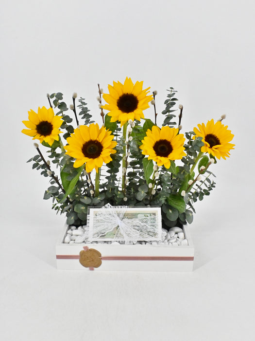 Sunflower money arrangement