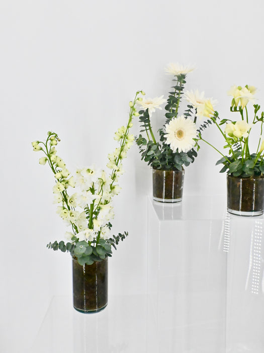 White and Green Vase Set
