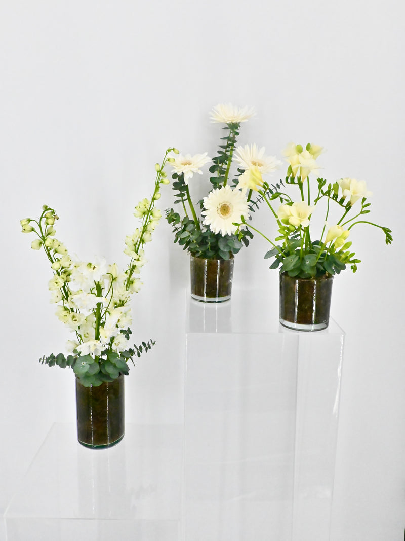 White and Green Vase Set
