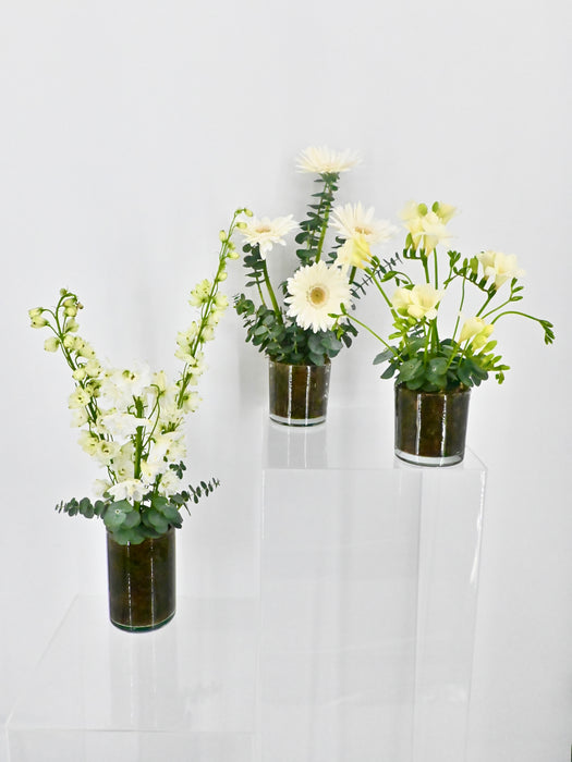 White and Green Vase Set