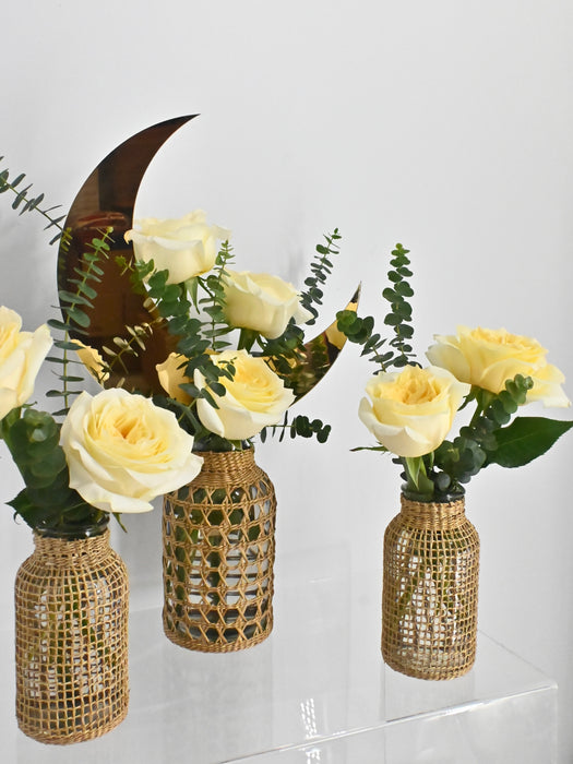 Rattan Crescent Vase Set