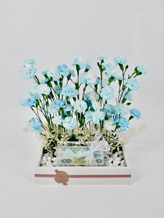 Dusty Blue Money Arrangement