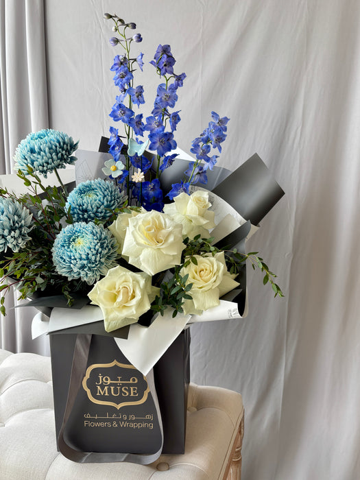 Royal Blue and Ivory Elegance Bouquet