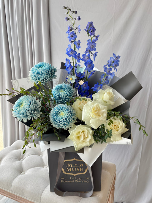 Royal Blue and Ivory Elegance Bouquet