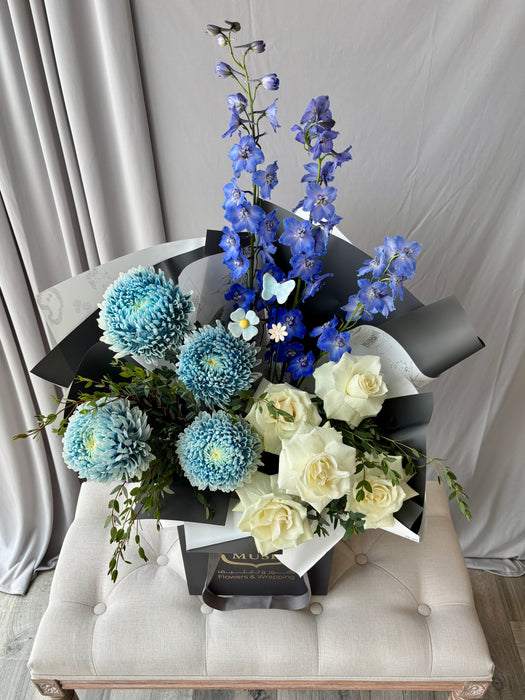 Royal Blue and Ivory Elegance Bouquet